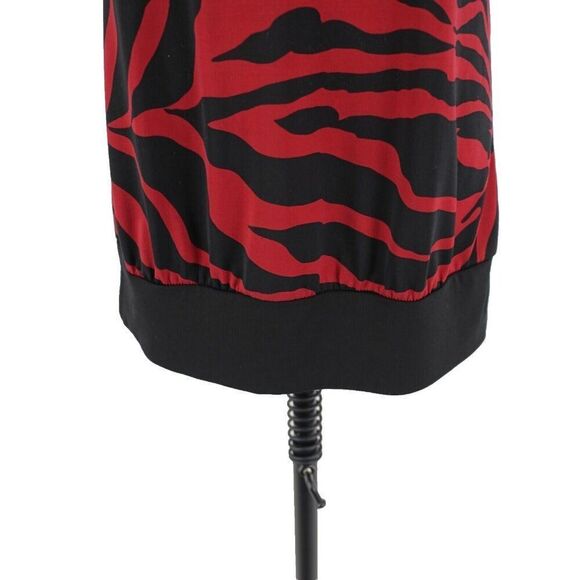 Fleurish Large Red Black Zebra Stripe Halter Top / Mini Dress Polyester Blend - Picture 2 of 7
